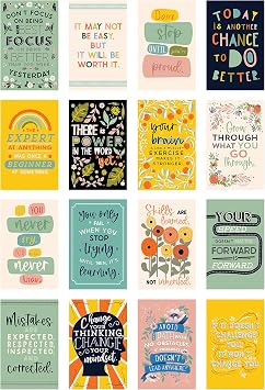 Carson Dellosa Education 11" x 17" Motivational Poster Set, 16 Colorful Classroom Posters With Inspirational Quotes, Wall Art for Bulletin Board, Decor, and Office Decor, Positive Affirmations