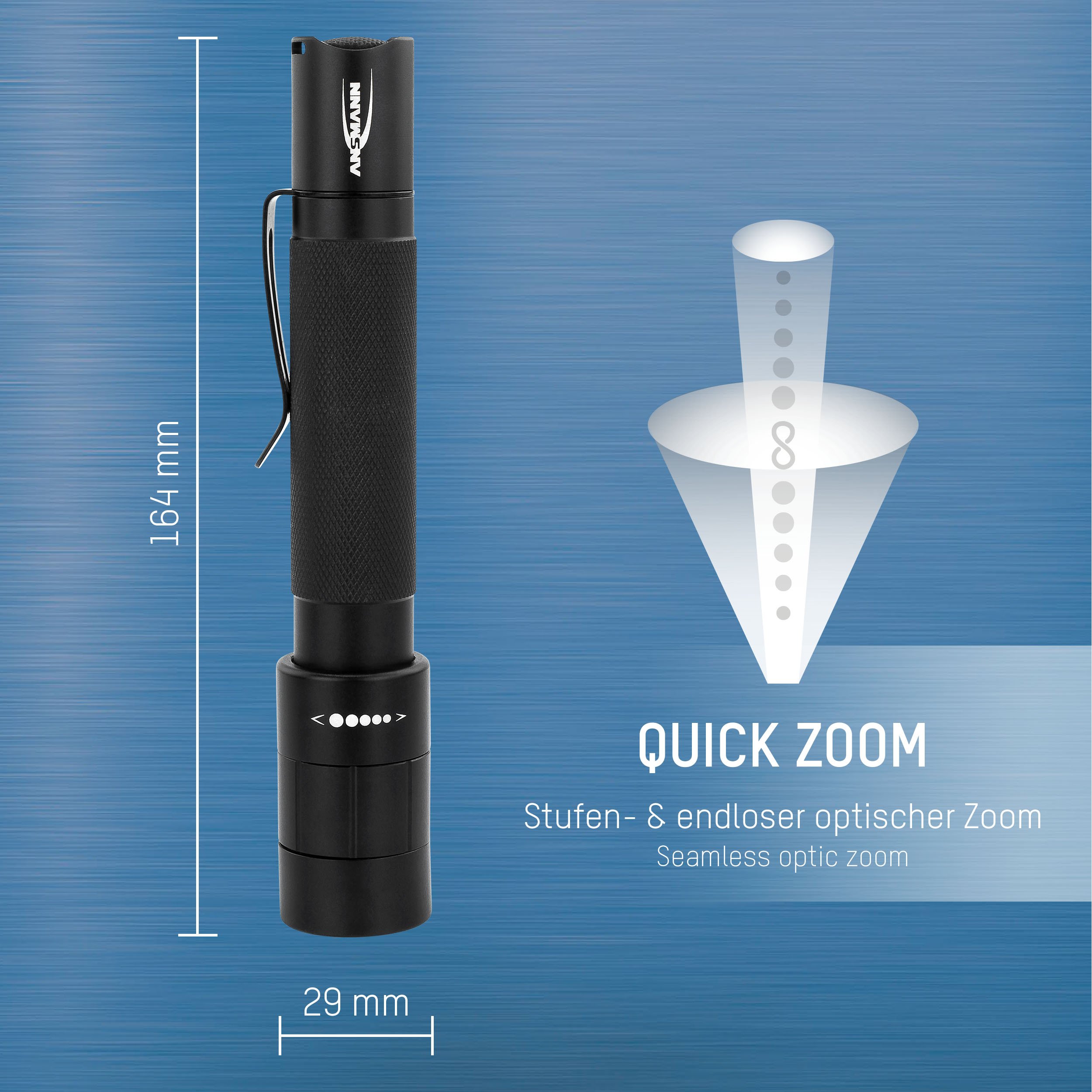 Ansmann LED de tachenlampe, aluminio, negro, 16.4 x 2.9 x 2.9 cm