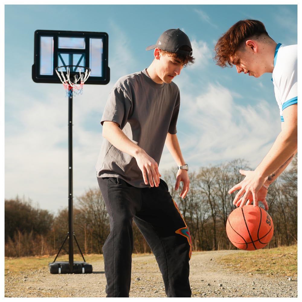 Dönges Basketballkorb höhenverstellbar 1,50-3,05m - Komplett-Set mit Ball & Pumpe - Outdoor & Indoor - Robuste wetterfeste Konstruktion - Für Kinder & Erwachsene