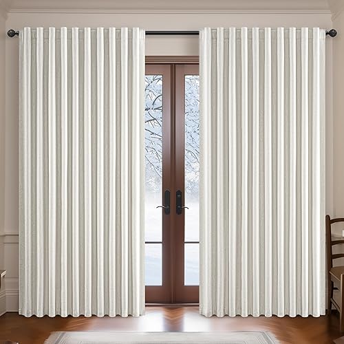 Miniatura 52 de Cortinas opacas totales de abedul de 96 pulgadas de largo para dormitorio, 8 pies de alto, cortinas rústicas de campo térmicas pesadas para sala de