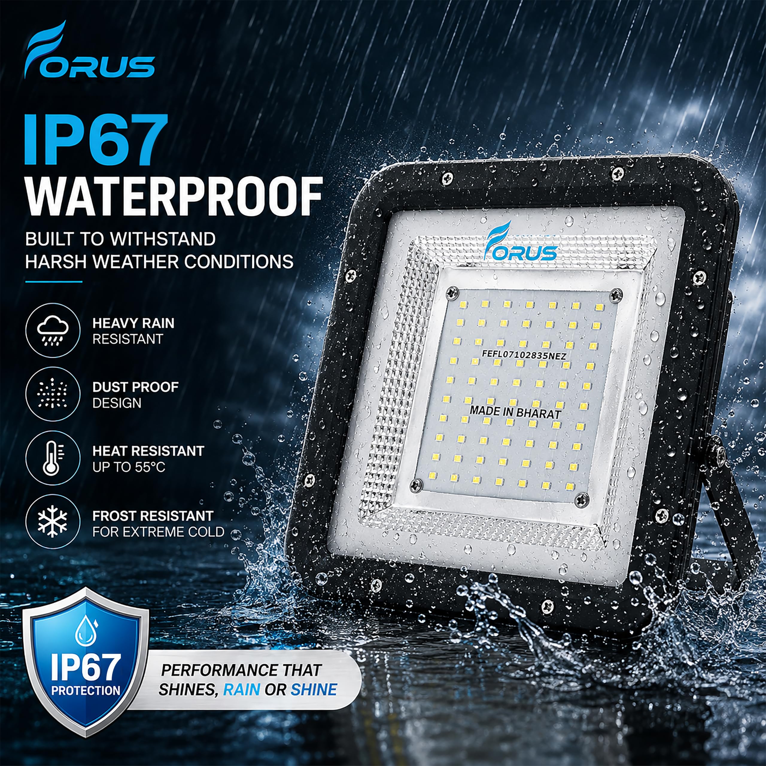 Forus 50W LED Flood Light - Waterproof & Bright -5