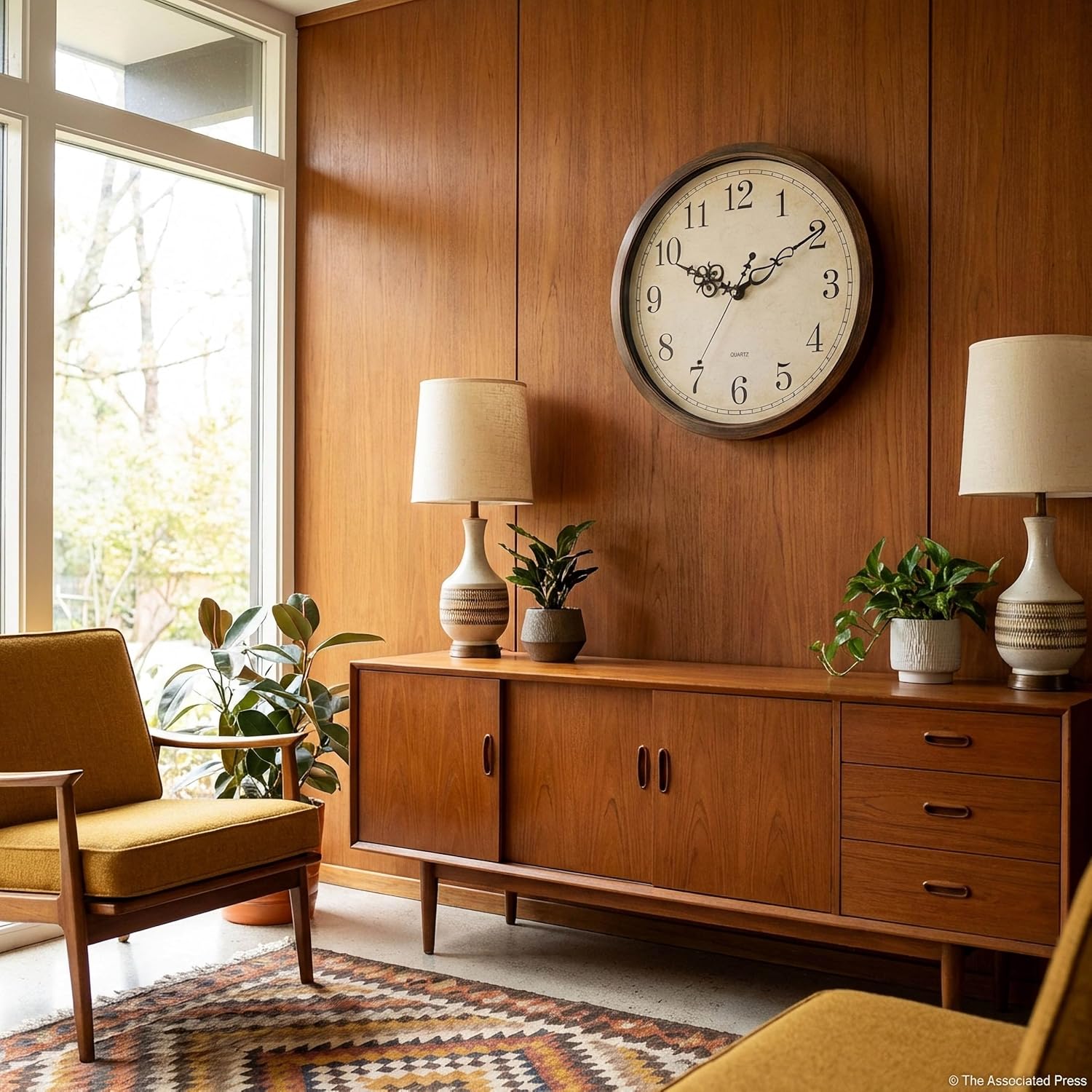 Bernhard Products Vintage Brown Wall Clock Silent Non Ticking 18 Inch Extra Large Quality Quartz Battery Operated Round Decorative Easy to Read for Home Kitchen Living/Dining Room Bedroom Office