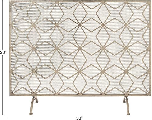 Miniatura 3 de UMA Enterprises Home and Hearth Pantalla para chimenea, tejido de rombos, hierro rústico.