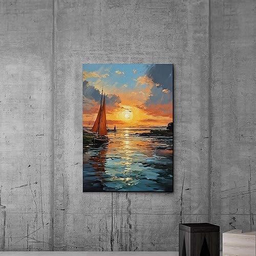 Miniatura 6 de Beautiful Sunset Landscape Print On Canvvas, Original Palette Knife Nature Art, Fancy Landscape Wall Art, Bedroom Wall Decor Gifts, Art For Sale,