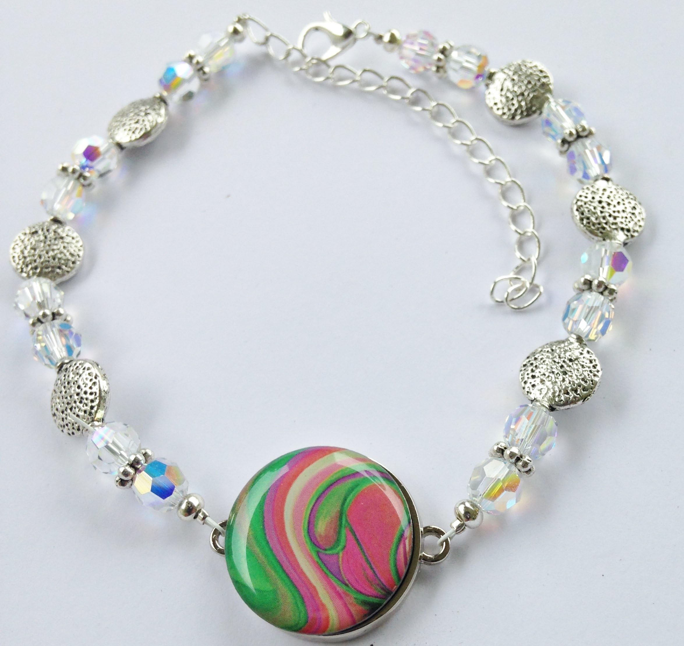 Par 4 Collection Ball Marker Ankle Bracelet - Crystals and Pewter Flat Golf Balls