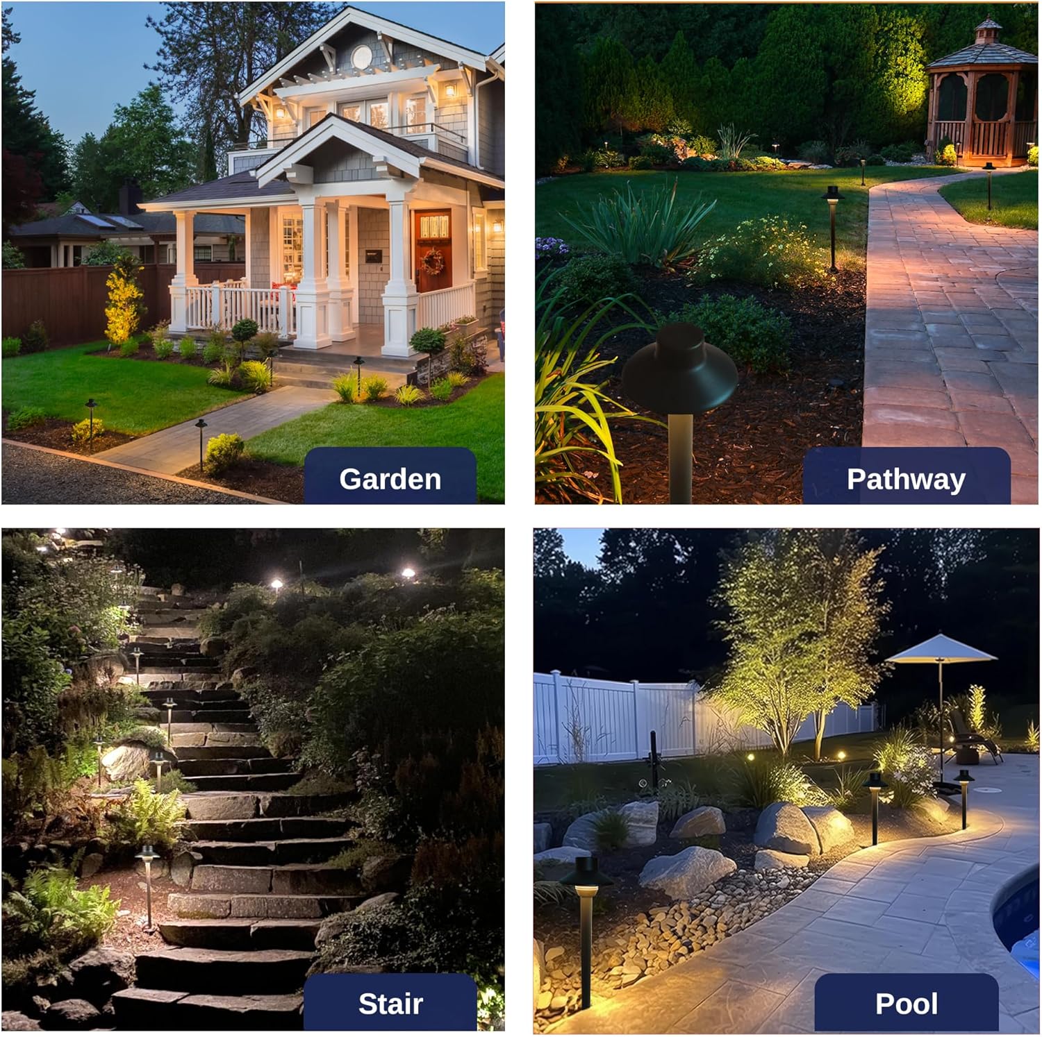 Gardenreet Landscape Path Lights Brass, 12V Low Voltage Pathway Lights Wired, Outdoor Garden Lights LED Waterproof, Mini Shade Bronze for Yard Walkway Driveway Without G4 Bulb