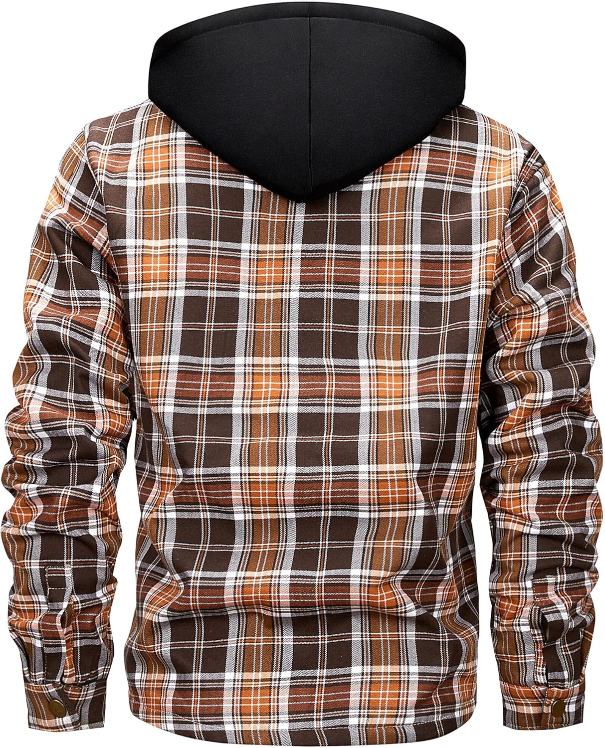Men's Winter Cotton Plaid Shirts Jacket Warm Fleece Lined Flannel Hooded Shirt Jacket Coat for Men - Image 4