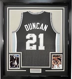 Framed Facsimile Autographed Tim Duncan 35x39 San Antonio Black Reprint ...