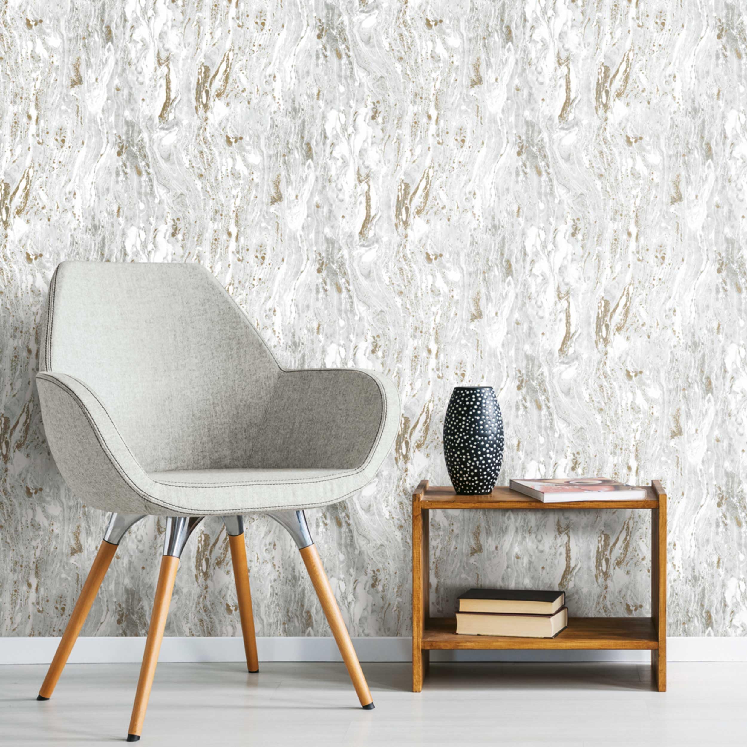 RoomMates Silver Satellite Seas Peel & Stick Wallpaper, 28 Sq Ft, 12.7 x 40.6 cm - Image 2