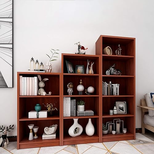 Miniatura 6 de Sunon Estantería de madera de 3 estantes independientes, estantes de exhibición ajustables para biblioteca de oficina en casa, espacio pequeño y
