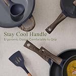 22Pcs Pots and Pans Set Non Stick Non-Toxic Ceramic Cookware Sets Nonstick Kitchen Pot&Pan with Lid Cream Gray Granite Induction Compatible with Glass Lids 10" Griddles Frying Pan PFOA/PFOS-Free