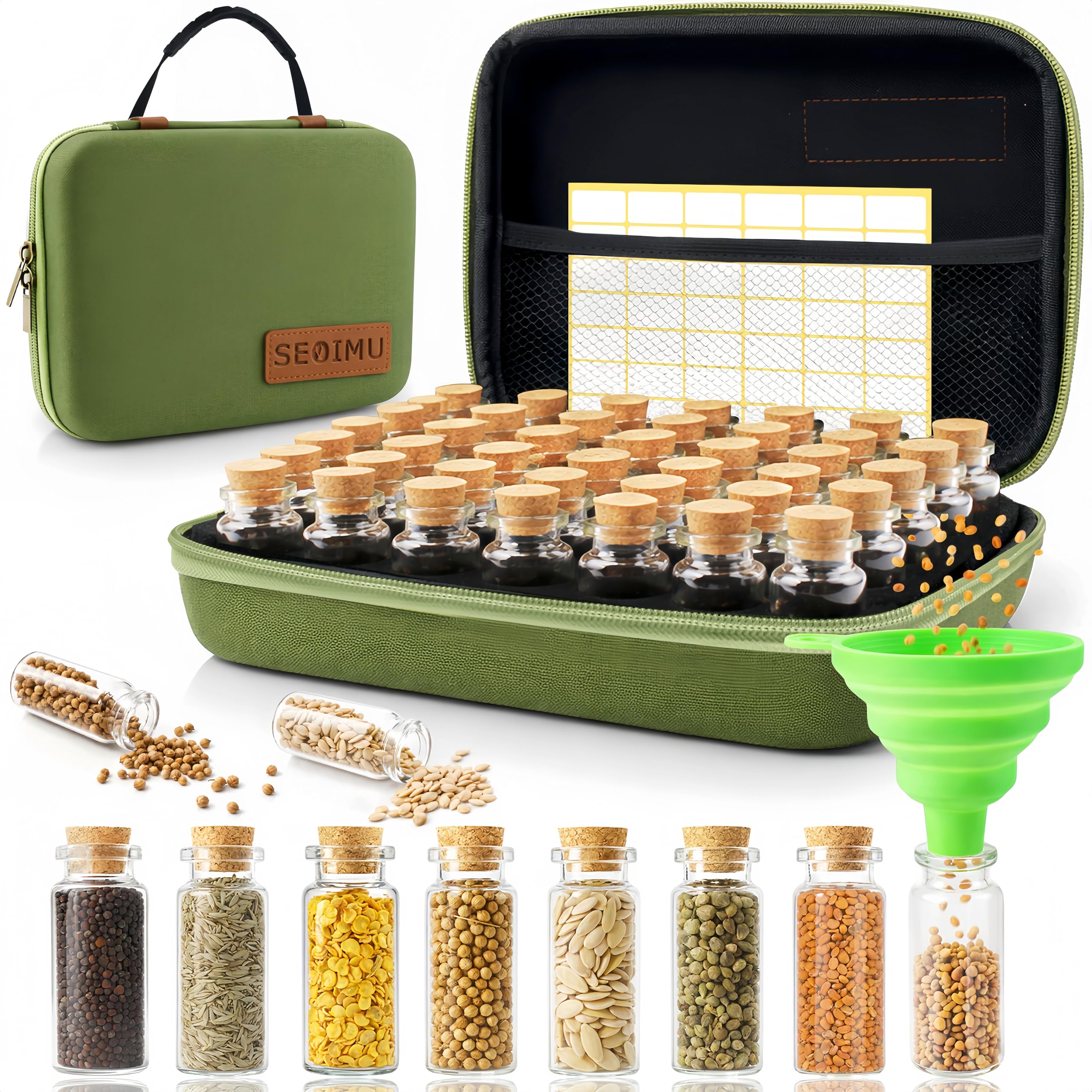 40 Fentes Boite à Graines, Design Rétro Classique avec étiquettes Autocollantes et Entonnoir, Boite Rangement Graines Semences pour Fleurs, Légumes, Graines non Incluses