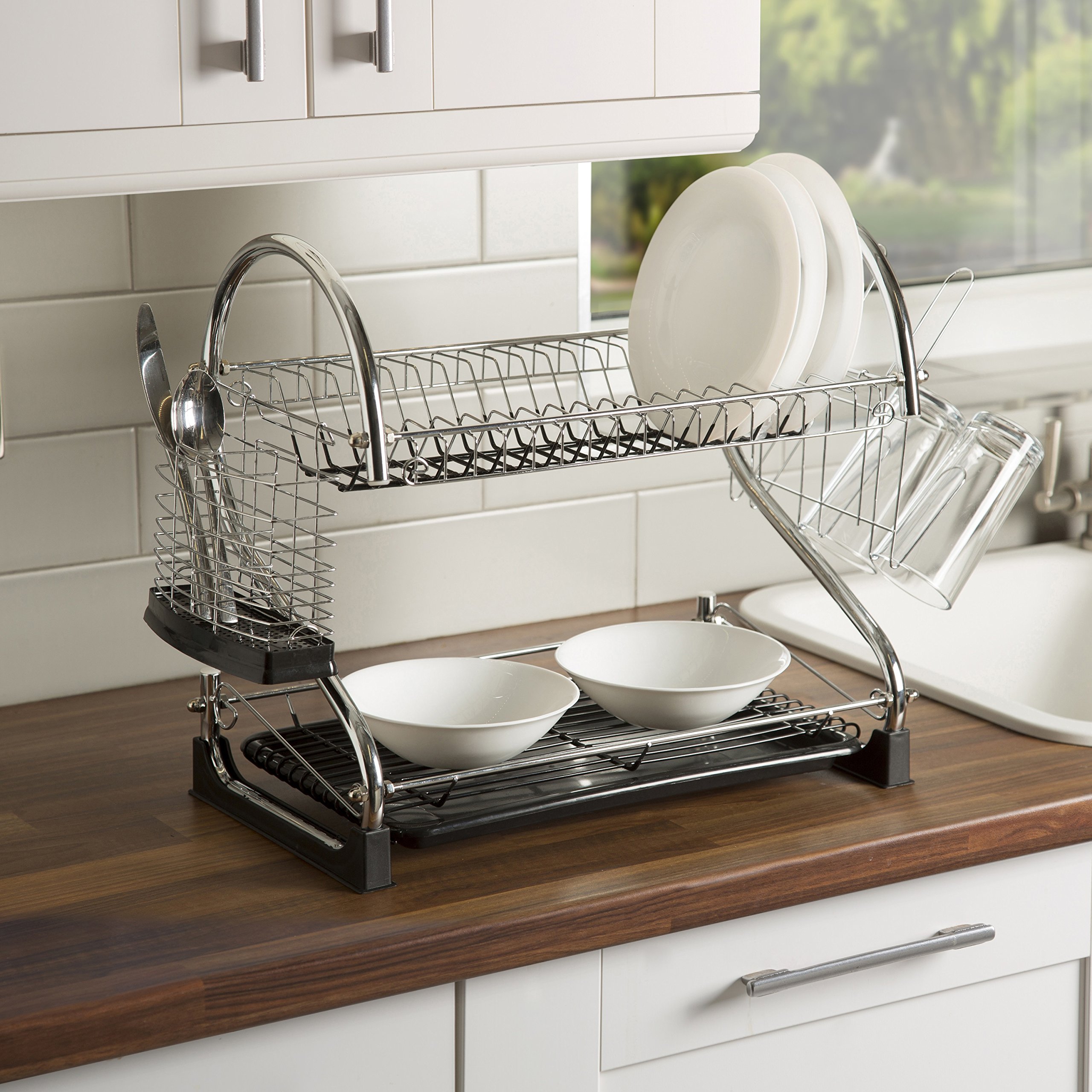 Swan 2-Tier Dish Drainer Rack, S-Shaped, Chrome