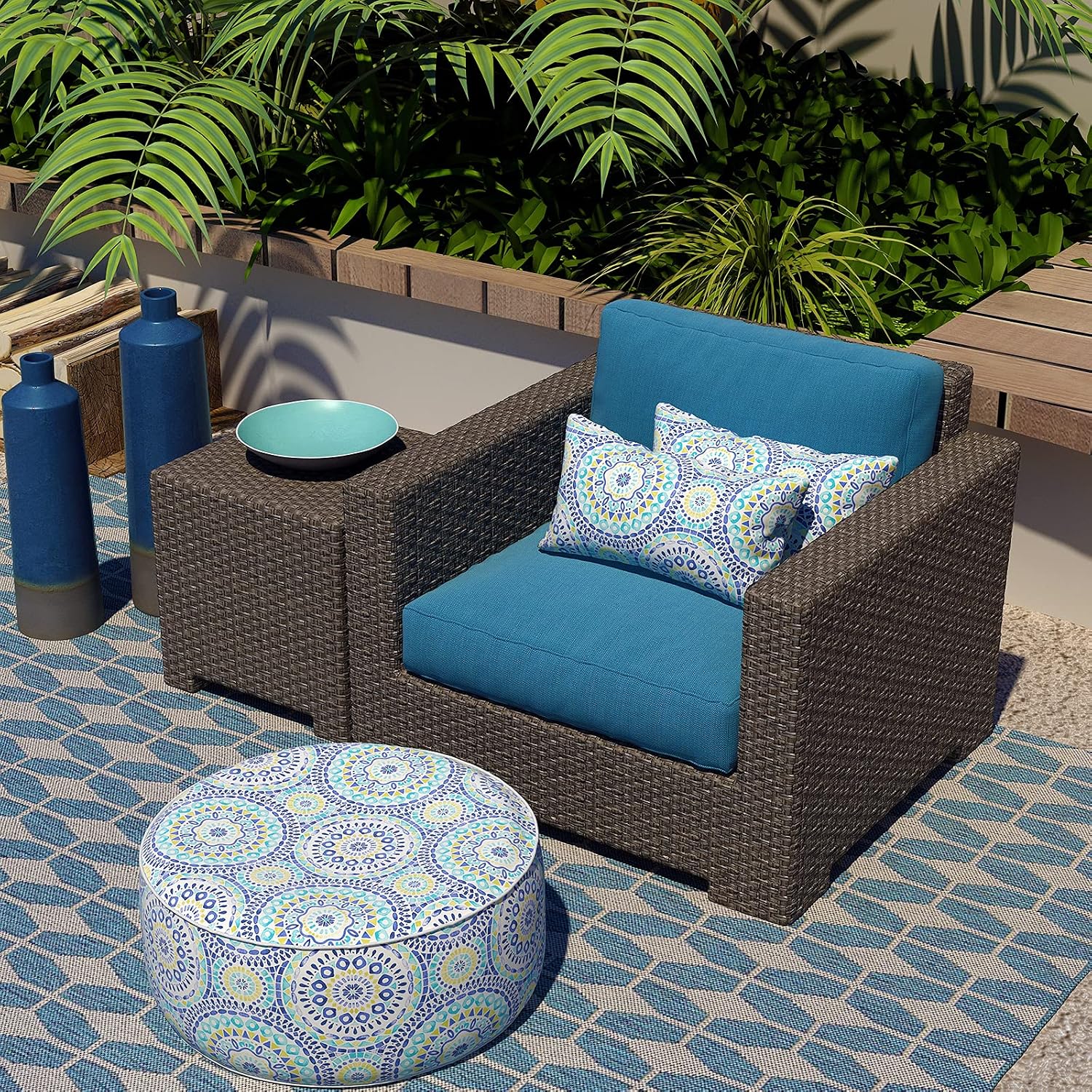 LVTXIII Outdoor/Indoor Lumbar Pillow Cases, Tropical Patio Lumbar Pillow Covers ONLY, Decorative Lumbar Cushion Cases for Home Garden Balcony Back Yard, 12 x 20 Inch, Pack of 2, Delancey Lagoon