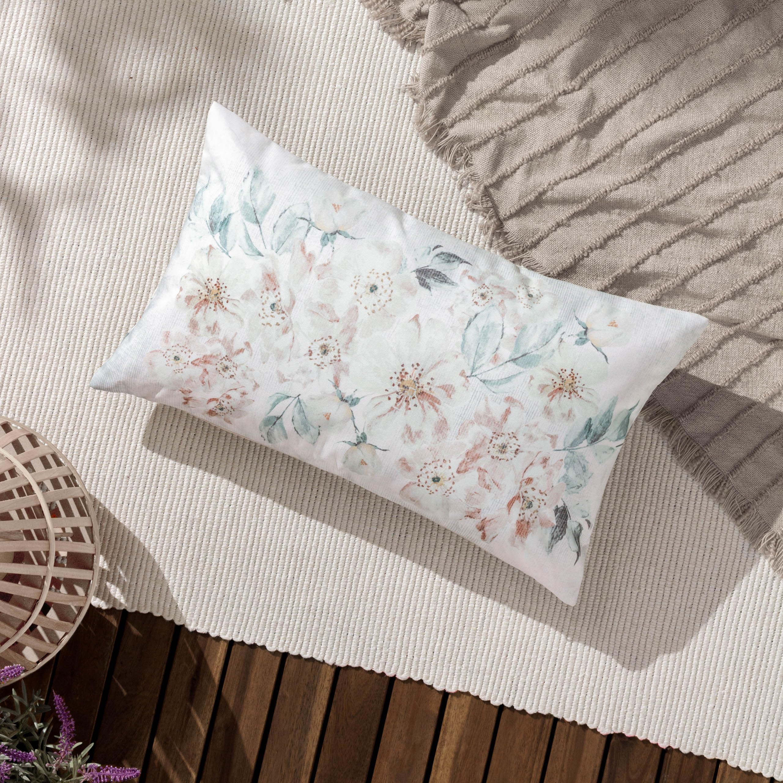 Evans Lichfield Canina Rectangular Floral Polyester Filled Outdoor Cushion