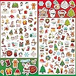 LINAYE 24 Sheets Christmas Stickers for Kids, 1570 PCS Adhesive Christmas Stickers Bulk Cute Goodie Bags Basket Stuffers Party Favors for Kids