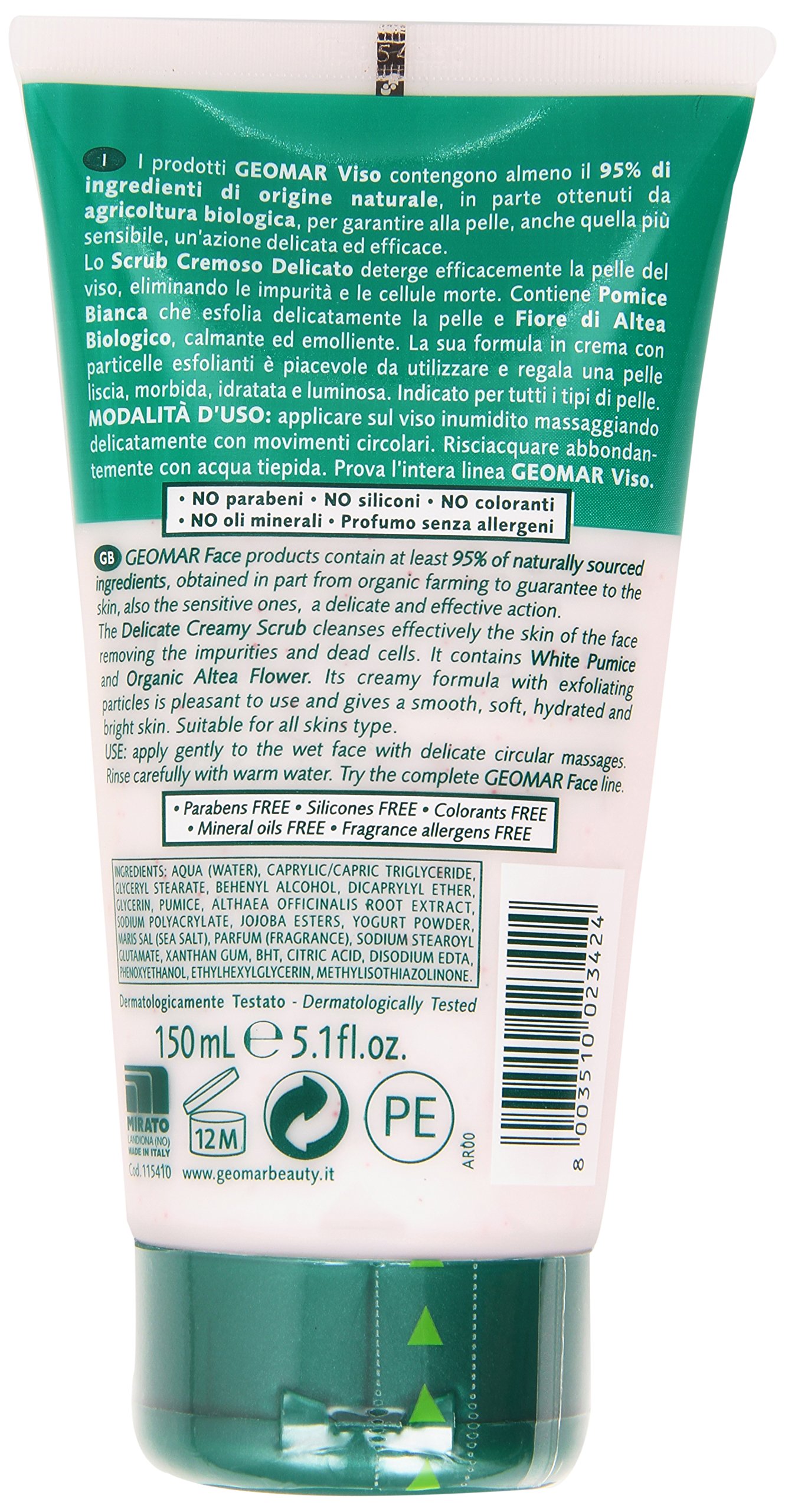 Geomar - Scrub Cremoso Delicato, Con Pomice Bianca e Bio Fiore di Altea - 150 ml