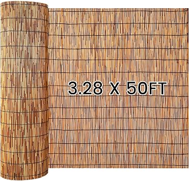 Drydiet 3.28ft x 50ft Natural Reed Fencing Bamboo Privacy Screen Balcony Reed Fence for Garden Curtain Bamboo Screen Fencing for Outdoor Backyard Patio
