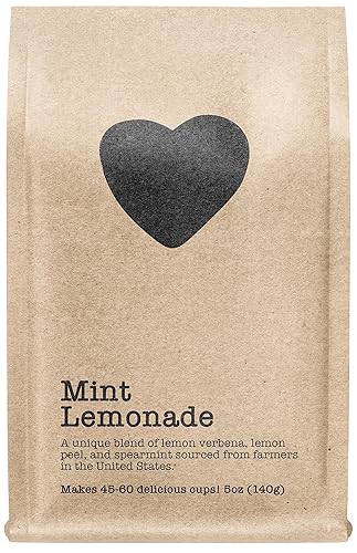 Limonada de menta, 45-60 porciones, bolsa con cremallera ecológica, sin cafeína, té de hojas sueltas puro cultivado en Estados Unidos, 5 onzas