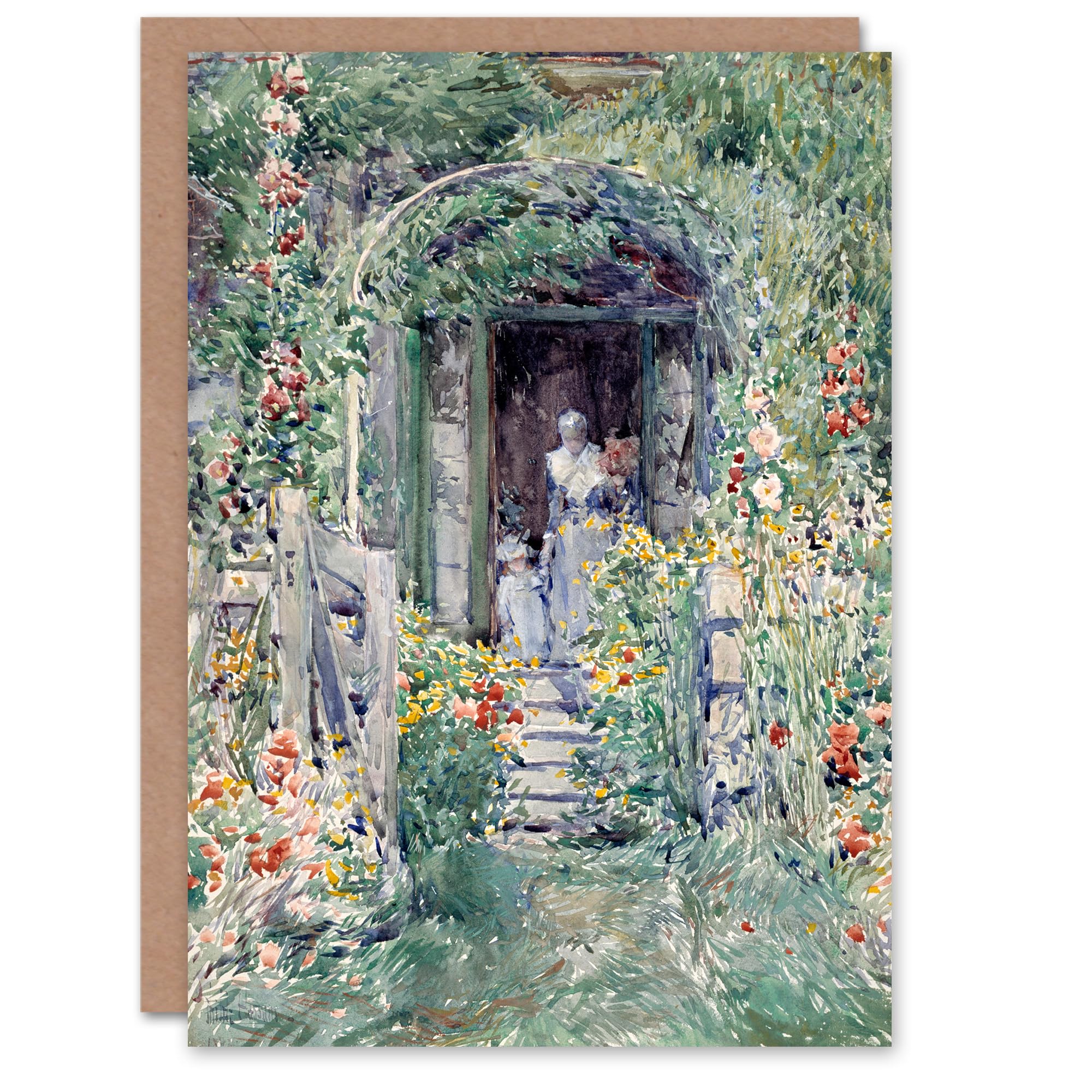 Artery8 Childe Hassam Art Card The Garden In Its Glory Floral Painting