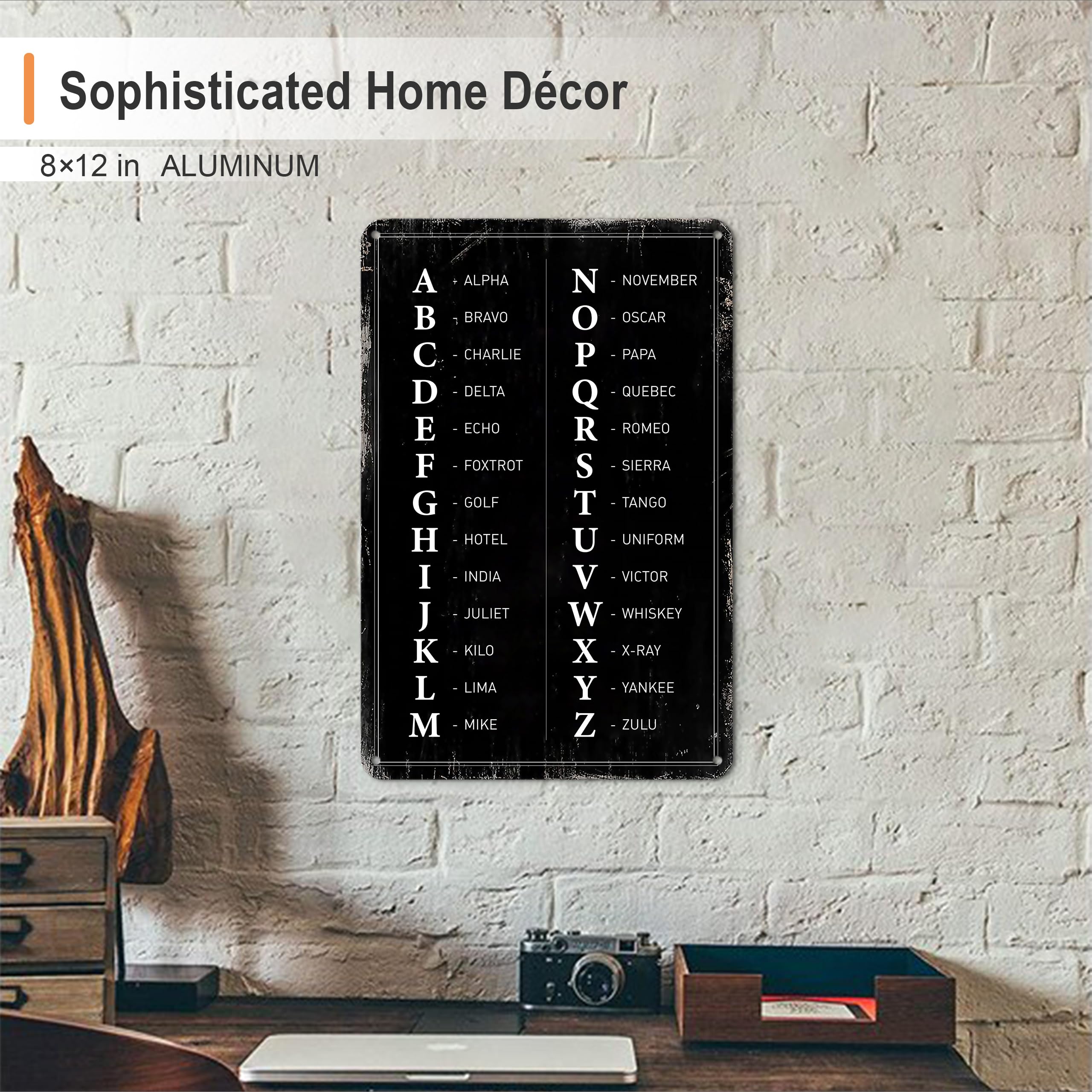 Amazon.com: Phonetic Alphabet Poster - Retro Alpha Zulu Metal Sign