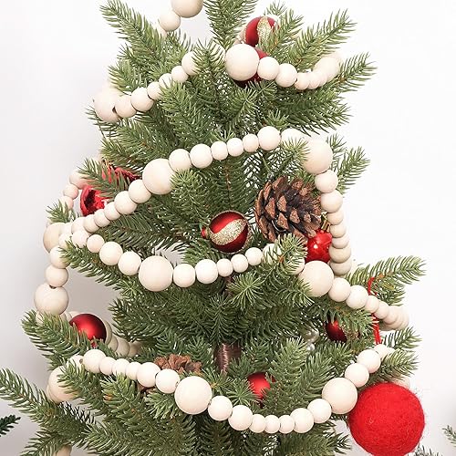 Miniatura 4 de Guirnalda de cuentas de madera rústica de 10 pies para decoración de casa de campo, guirnalda de cuentas de madera, guirnalda de árbol de Navidad,