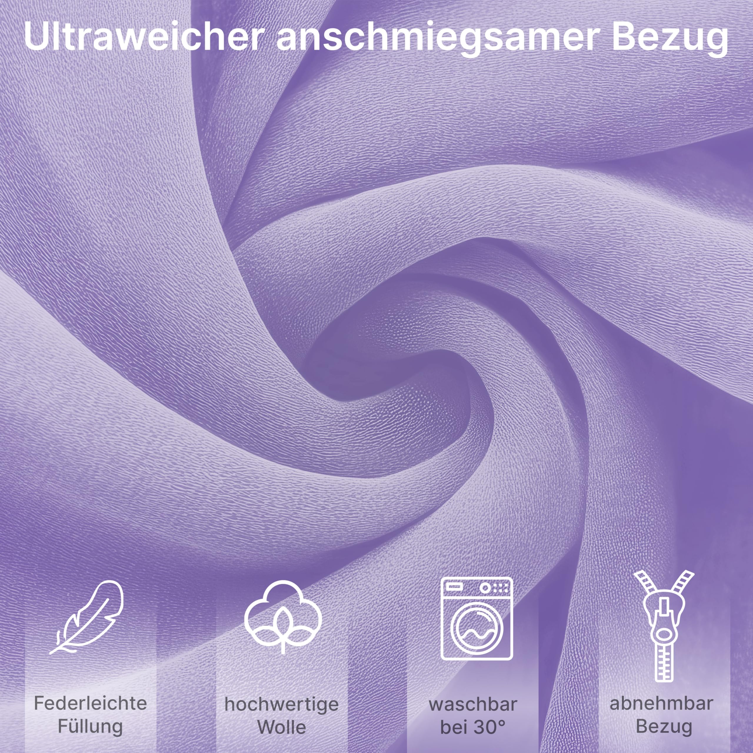 ELONEO NEU Seitenschläferkissen mit Bezug | Stillkissen | Schwangerschaftskissen XXL | Pregnancy Pillow | Komfortkissen für die Schwangerschaft | Lesekissen waschbar, lila