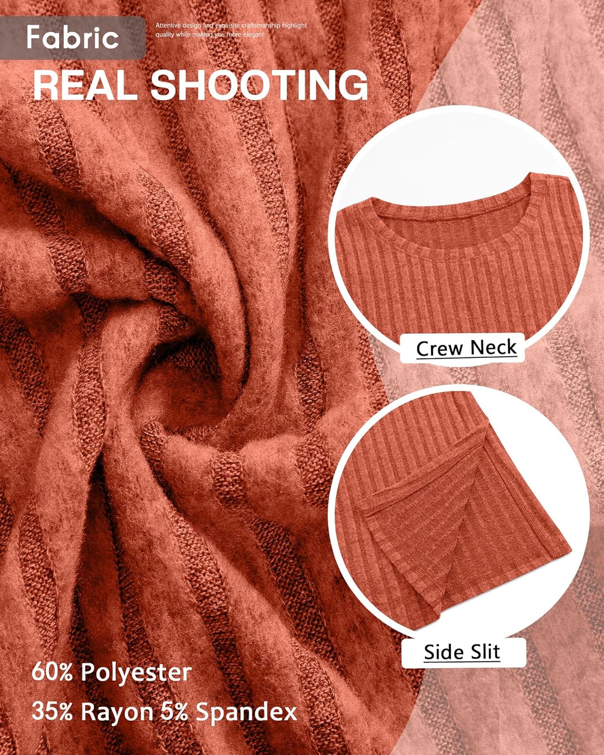 Ficerd 3 Pack Women's Maternity Shirts, Ribbed Long Sleeve Pregnancy Sweaters Knit Scoop Neck Slit Side Pregnant Tops Sweater(Dark Gray, Green, Caramel,XX-Large) - Image 5