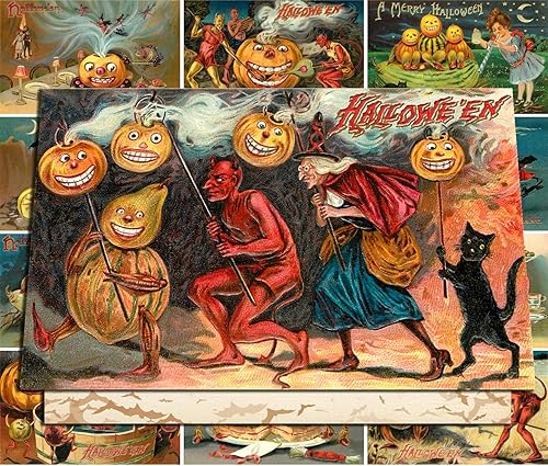 PIXILUV Juego de 12 tarjetas vintage de Halloween con sobres