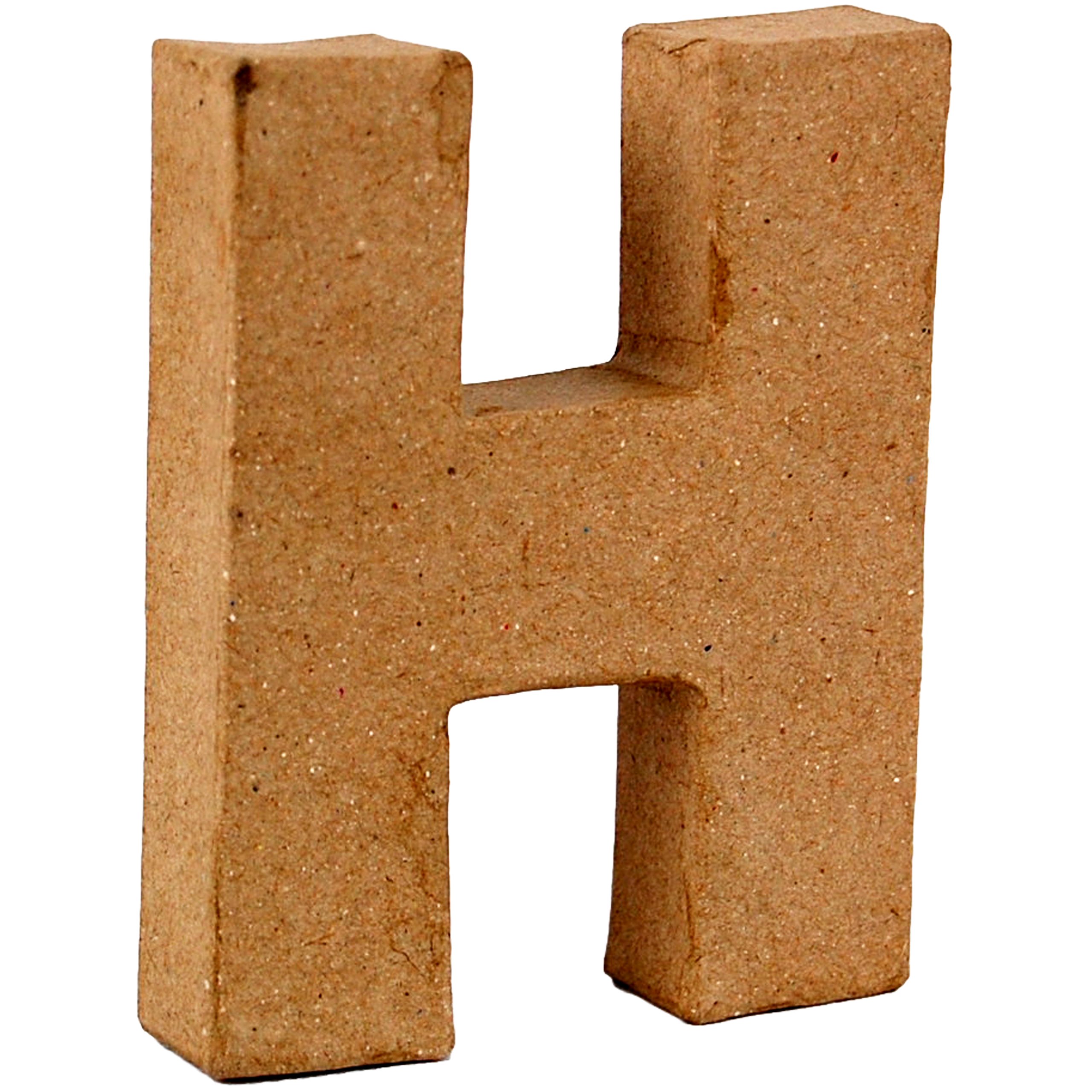 Country Love Crafts 4-inch/ 10cm 3D Letter H Papier Mache, Beige