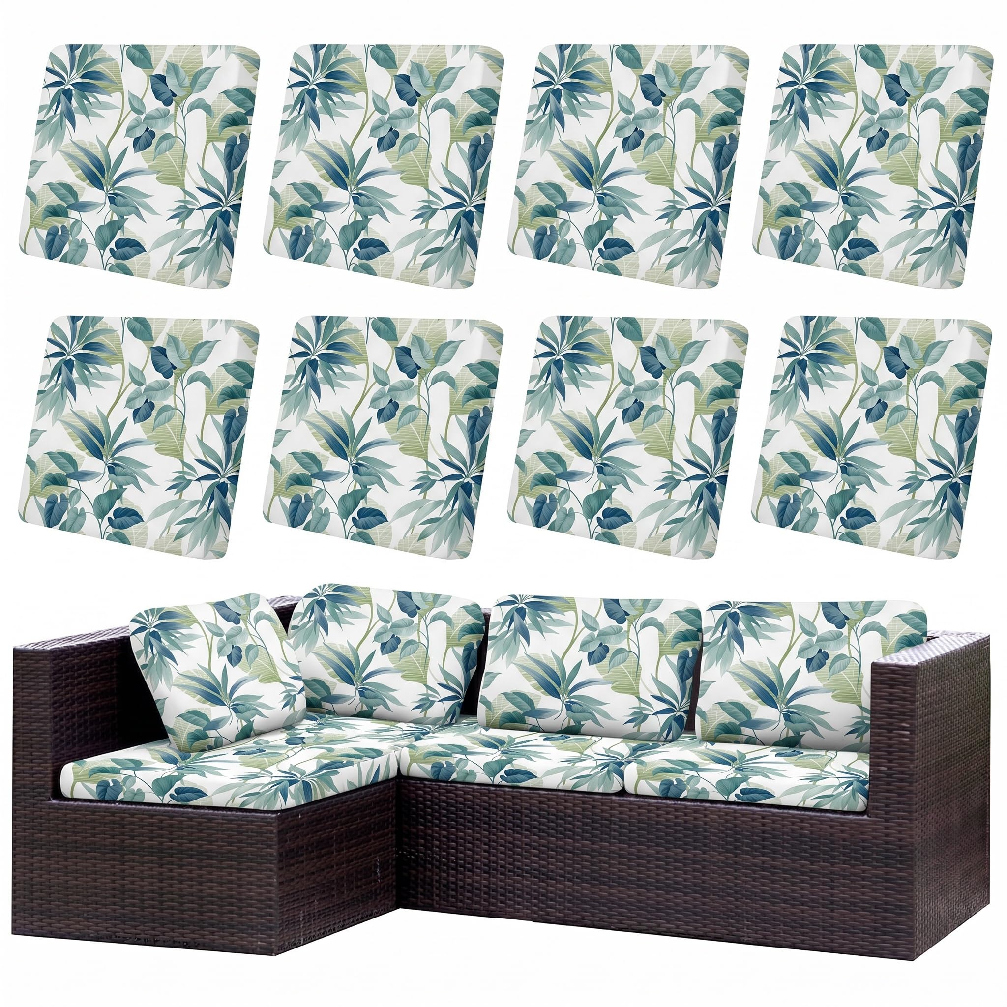 LiveGo Patio Stretch Sofa Cushion Cover Outdoor Cushion Cover Replacement Patio Furniture Cushions Couch Slipcovers Chair Seat Cover Soft Flexibility Protector (8, Flower B)