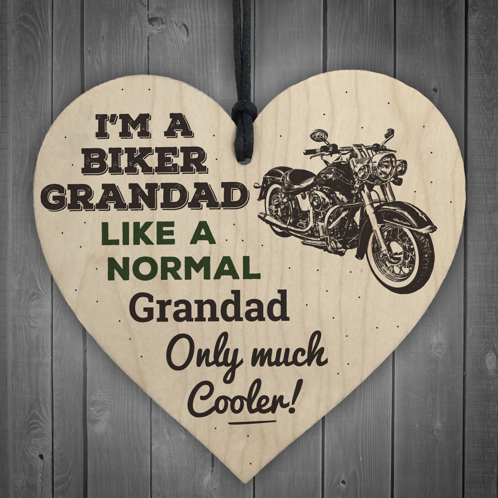Red Ocean Biker Grandad Hanging Heart Plaque Sign Funny Motorcycle Gift Cool GRANDAD Man Cave Present