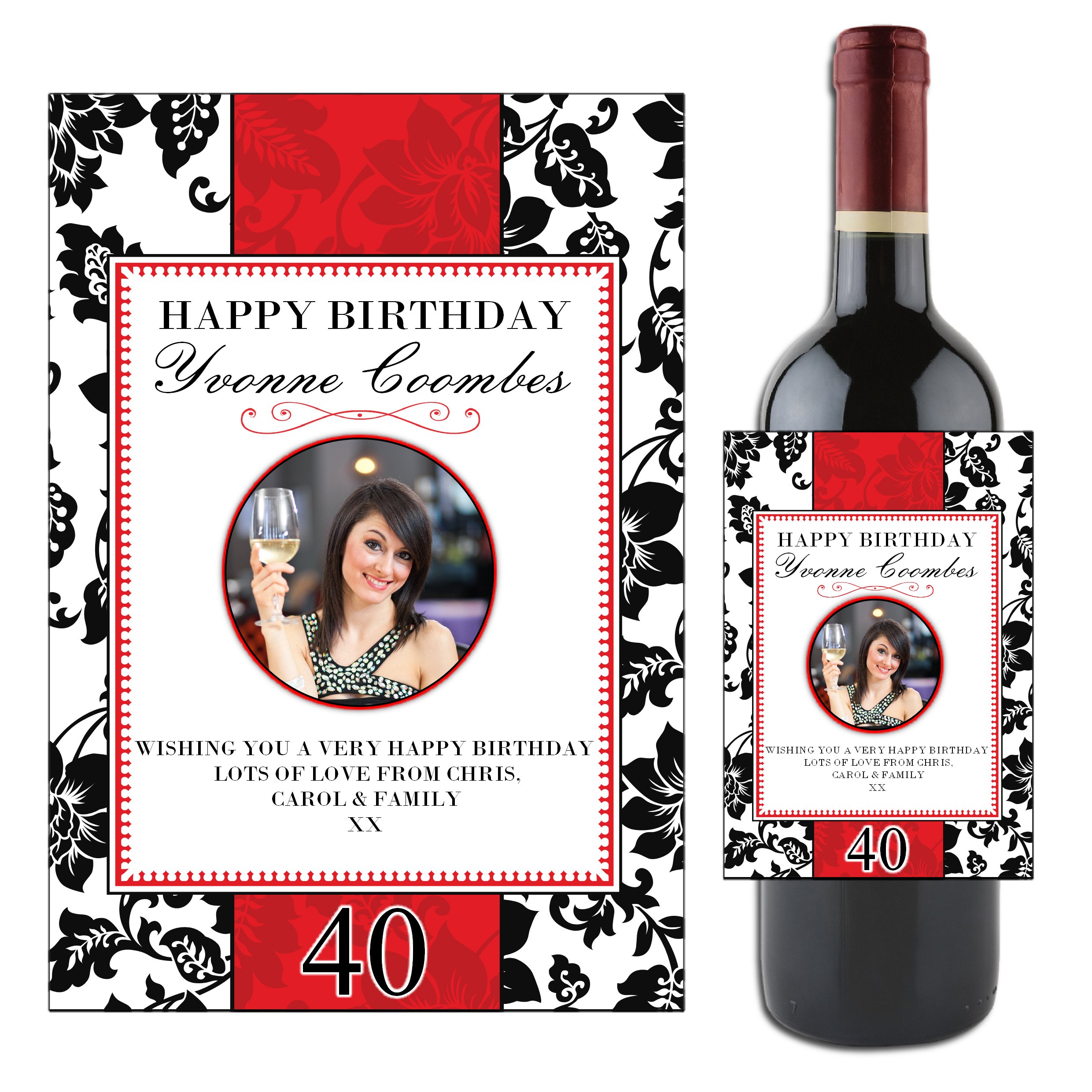 Personalised Wine Bottle Photo Label ~ Happy 18th 30th 40th 50th 60th Birthday Gift Idea N49 Any Age!
