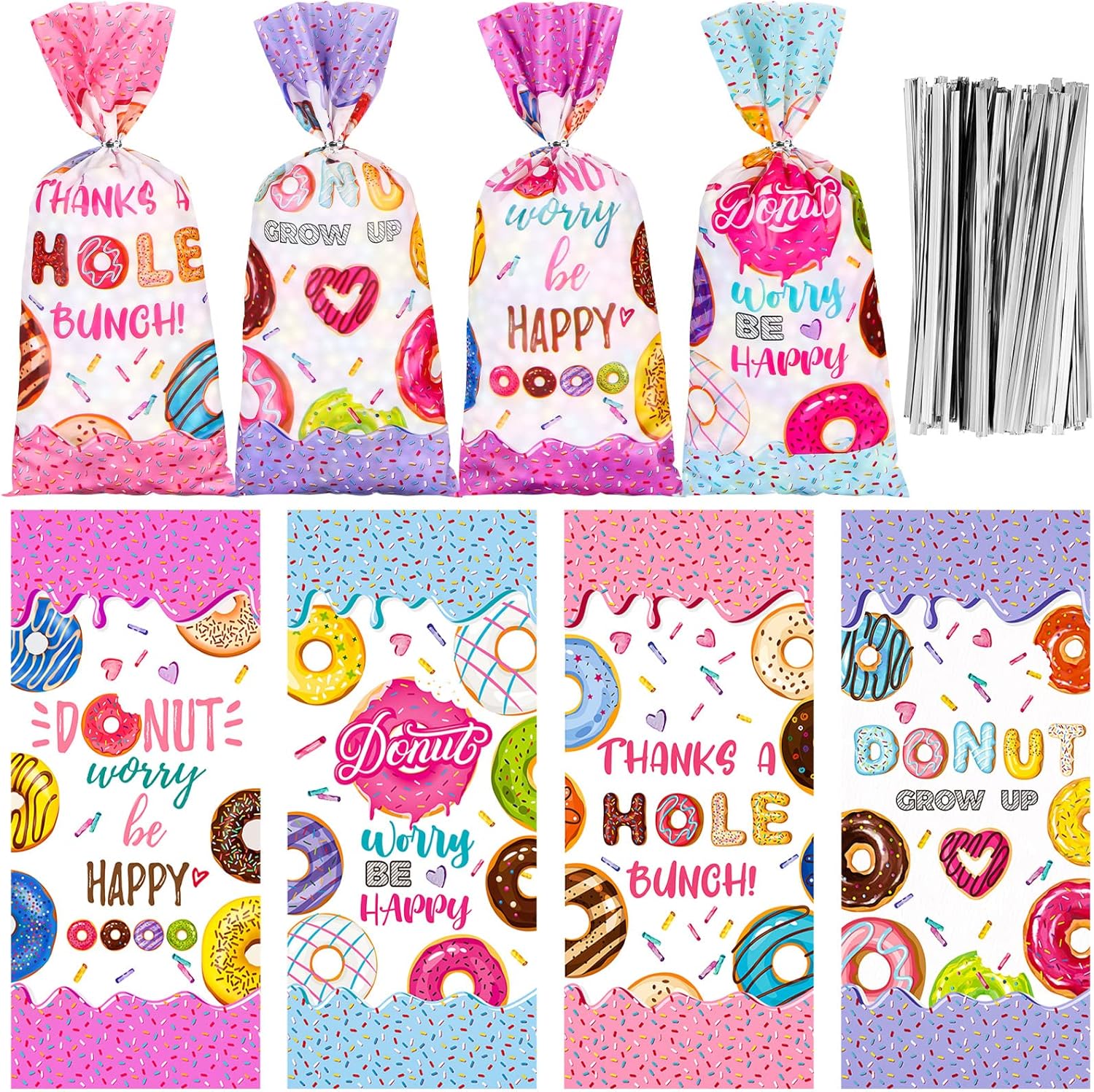 Jetec 100 Pcs Donut Candy Bags Donut Grow up Party Supplies