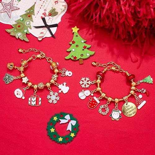 Miniatura 6 de Calendario de Adviento de Navidad para niñas, calendario de cuenta regresiva de 24 días, juego de pulseras de bricolaje para hacer joyas, regalo