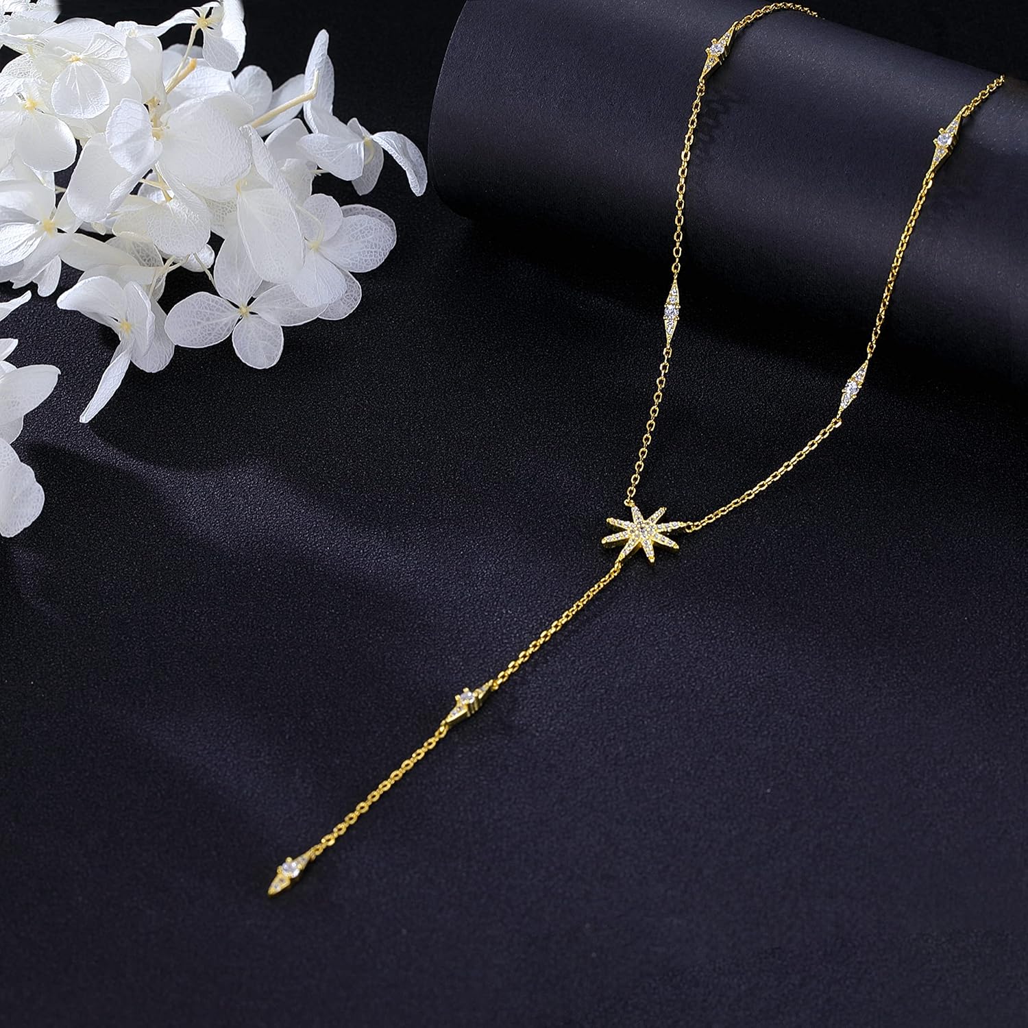 SLUYNZ 925 Sterling Silver Star Y Necklace for Women Teens CZ Star Necklace Choker Necklace Pendant - Image 6