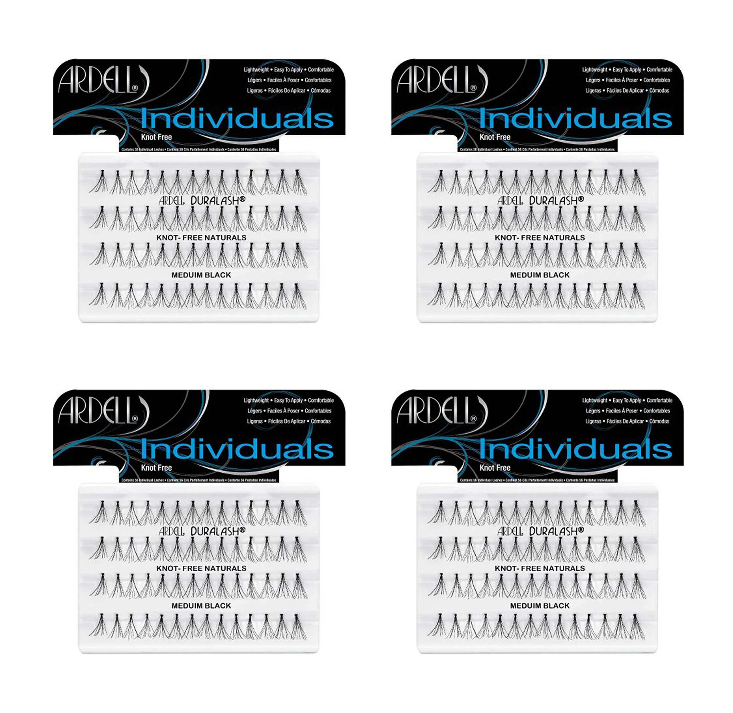 Ardell Duralash Set of 4 Medium Black Knotted Flare Trio Lashes bundled