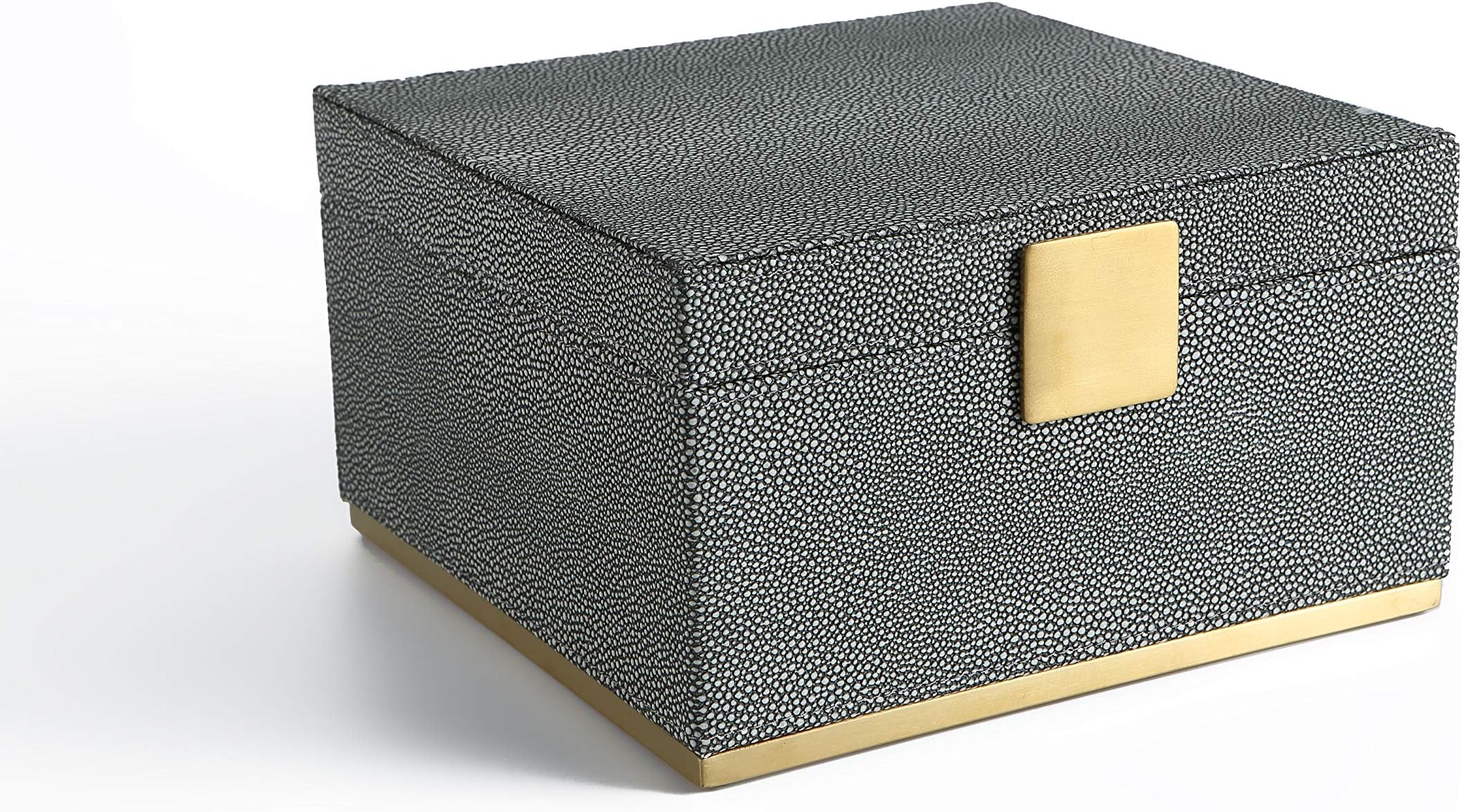 WV Faux Shagreen Leather Dresser Organizer,Night Stand Organizer, Storage Box for Men's Accessories, Women's Cosmetic (Antique Grey, 9.8x9.8 inch)