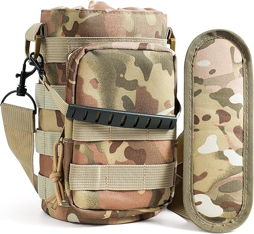 Kalawen Soporte para botella de agua con correa, soporte para botella de agua de batalla de tela Oxford con correa ajustable para el hombro y