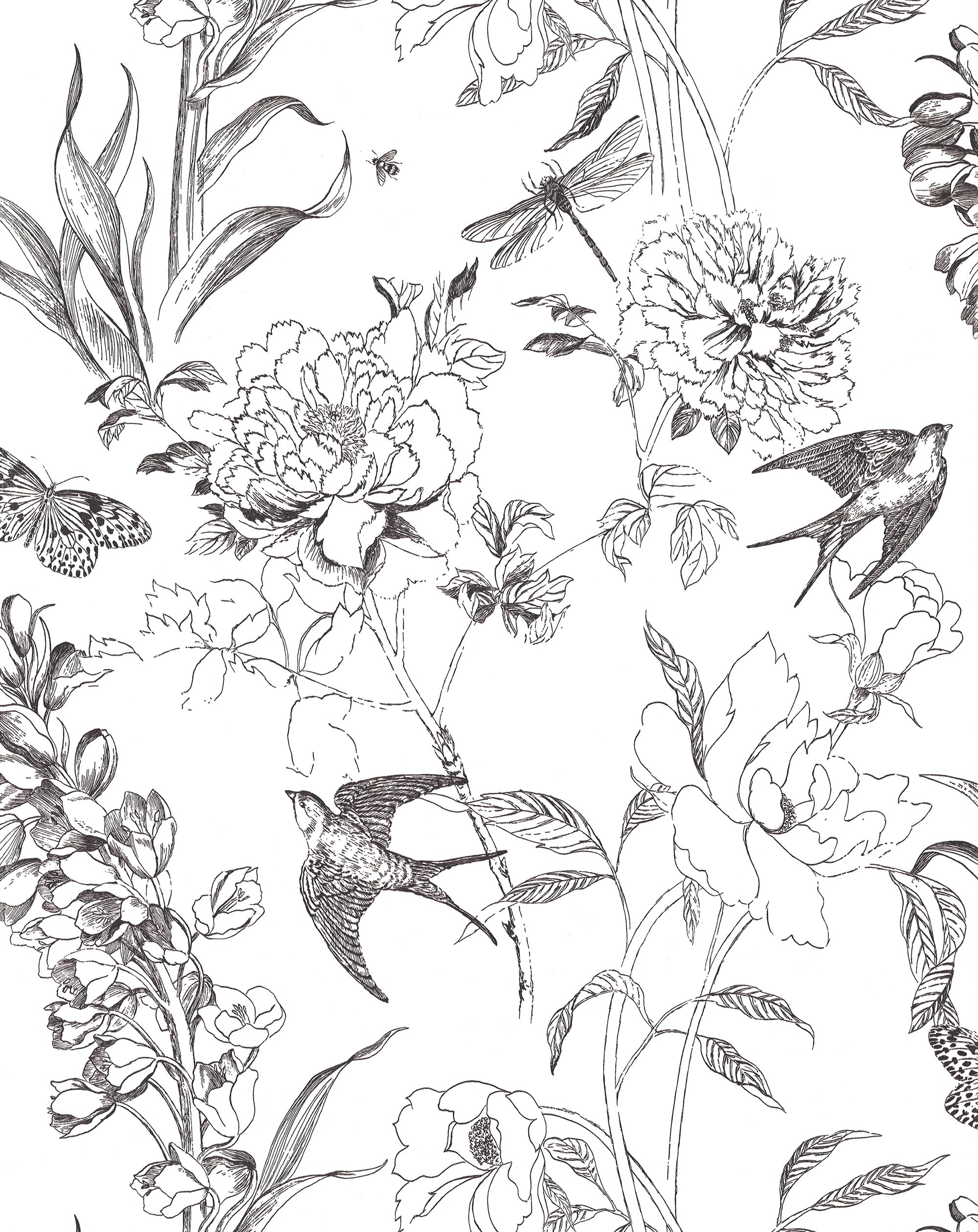 vintage floral peel and stick wallpaper black and cream white boho contact paper flowers self adhesive removable wallpaper for bathroom waterproof birds leaf contact paper for cabinets 78.8inl17.3inw