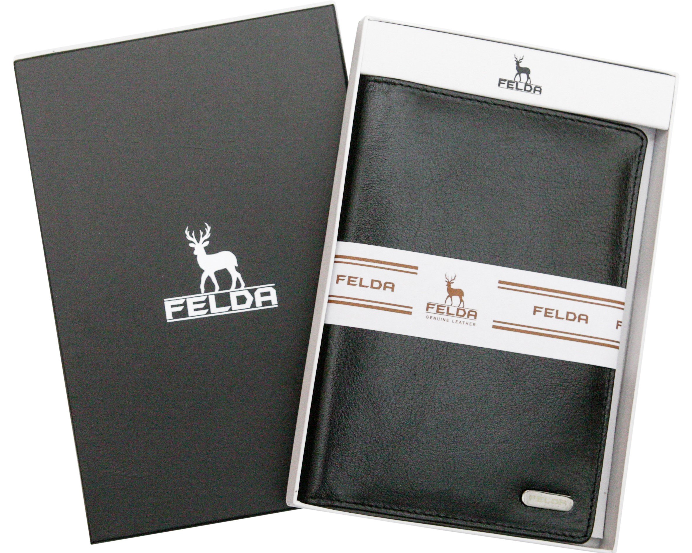 Felda portadocumenti da viaggio RFID - fessure per carte di credito e confezione regalo - pelle - nero
