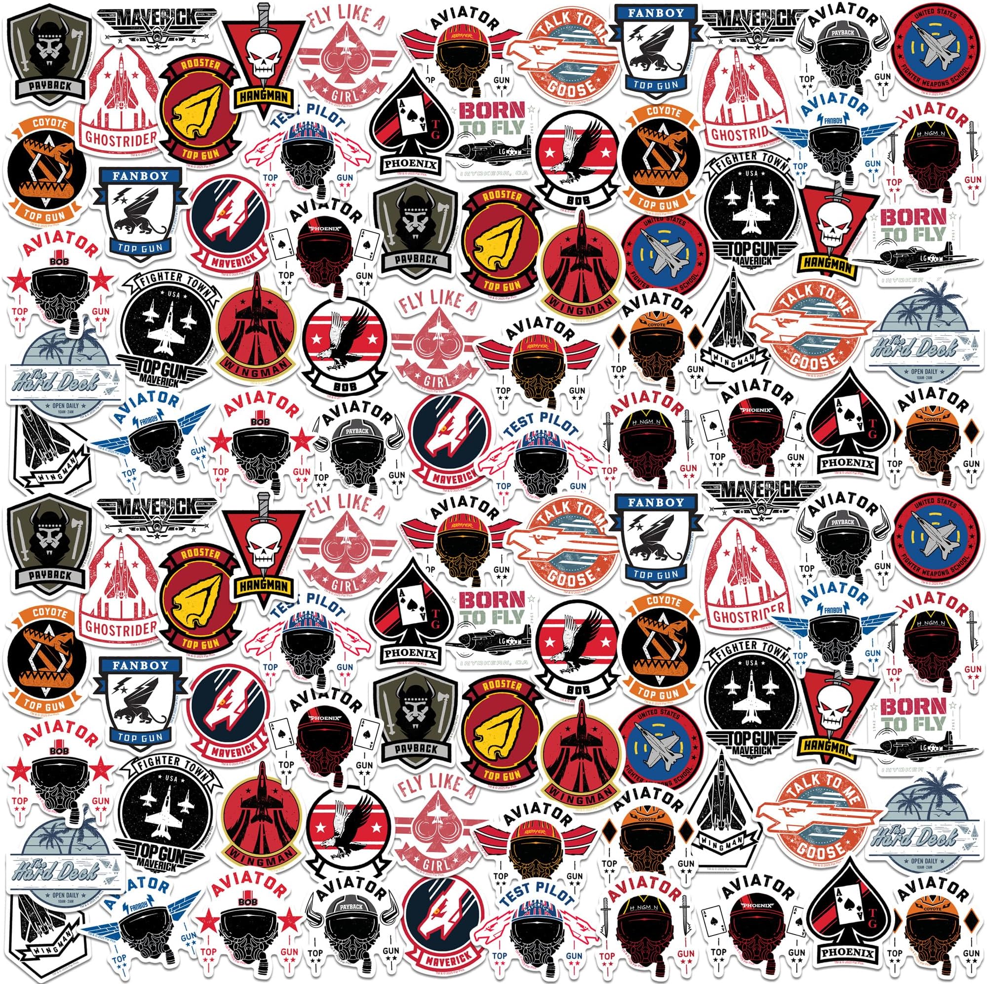Top Gun Maverick 100ct Die Cut Vinyl Stickers Variety Pack – Fighter Jet & Aviation Decals for Laptop, Water Bottle, Scrapbooking, Tablet, Indoor & Outdoor Use