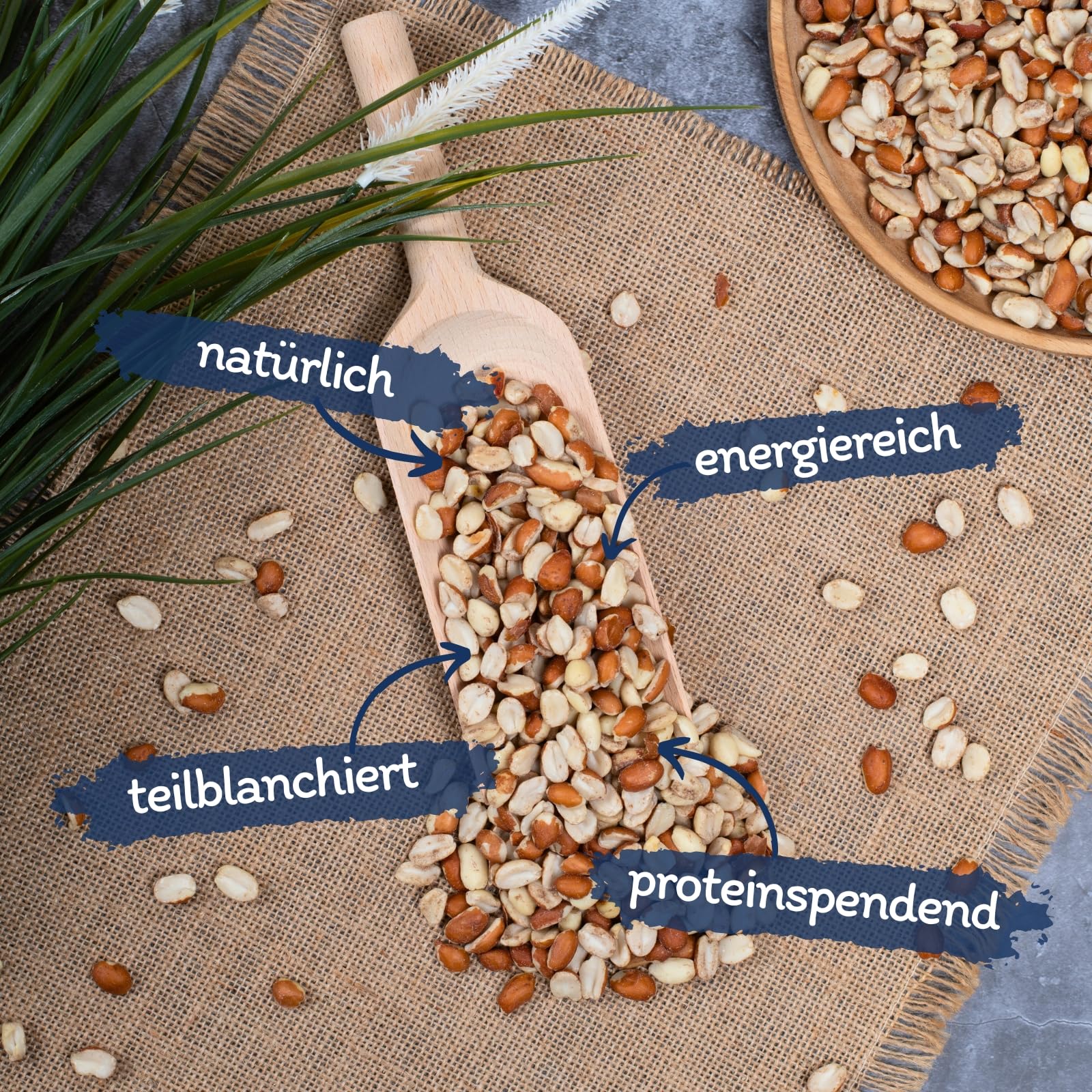 Graines de cacahuètes Splits mélangées blanchies & avec Peau 25 kg Nourriture pour Oiseaux Sauvages