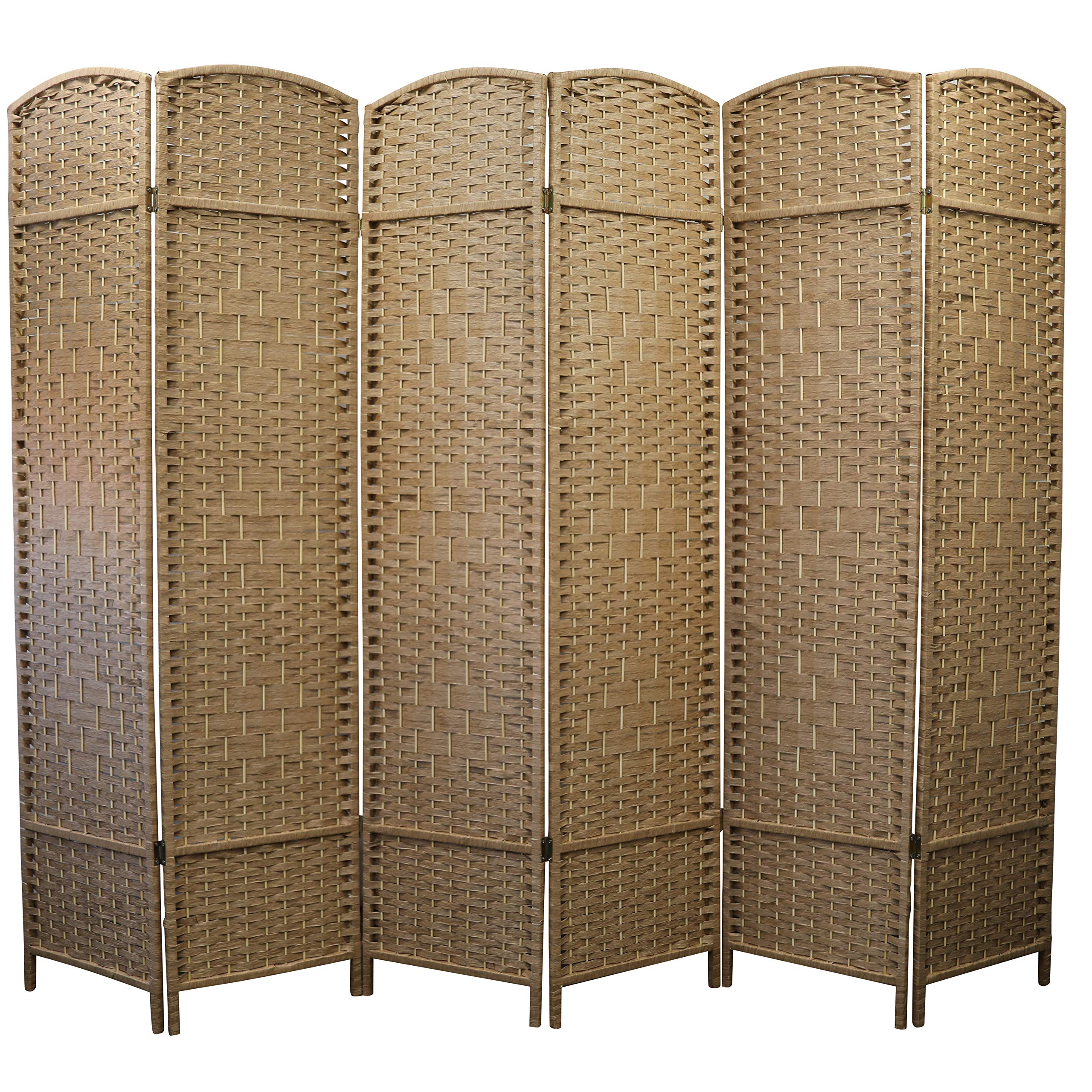 Folding Paravent 6 Panel Divider Screen, Freestanding Partition Wall Panel Privacy Furniture for Living Room, Bedroom and Office (Natural)