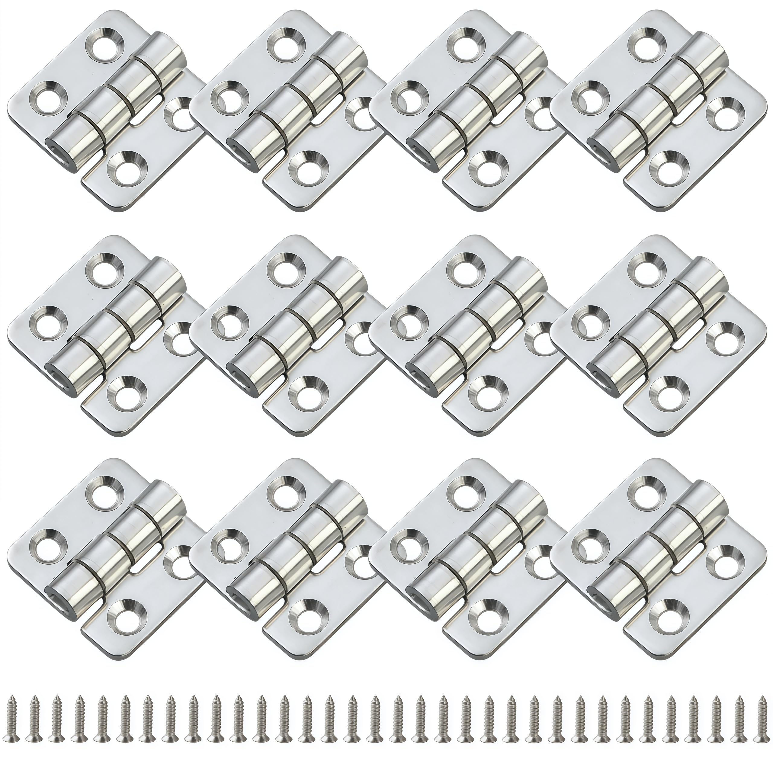Door Hinges 12 Pack of 270 Degree Stainless Steel Folding Hinges Suitable for Bedrooms Rvs Garages Storage Sheds and Livestock Facilities 30 * 30 * 2mm Countersunk Holes (201 Stainless Steel)