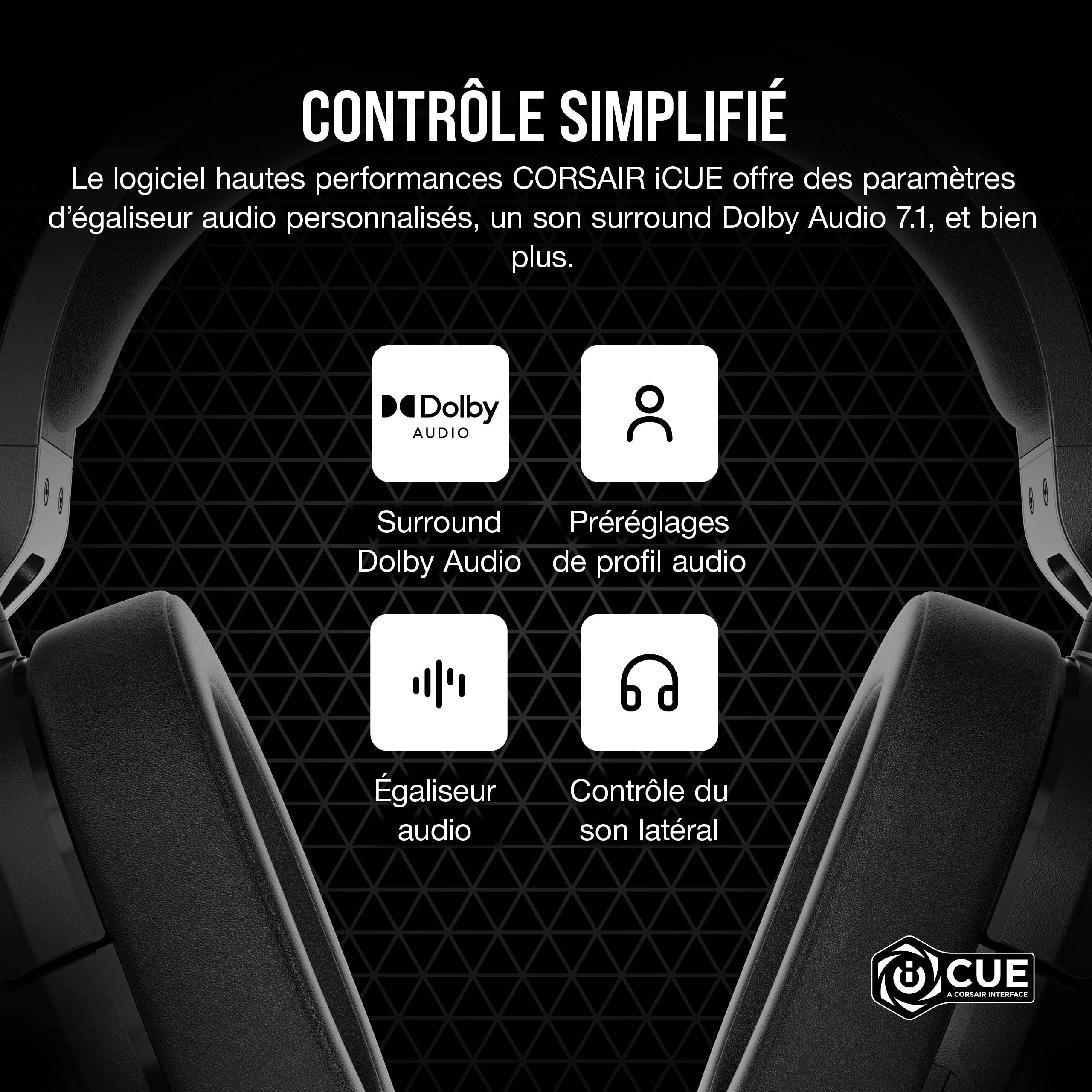 Corsair HS55 Surround Casque de Jeu Filaire Multiplateforme Léger – Carbone | Son Surround Dolby 7.1, Compatible iCUE, PC, Mac, PS5, PS4, Xbox, Nintendo Switch, Mobile