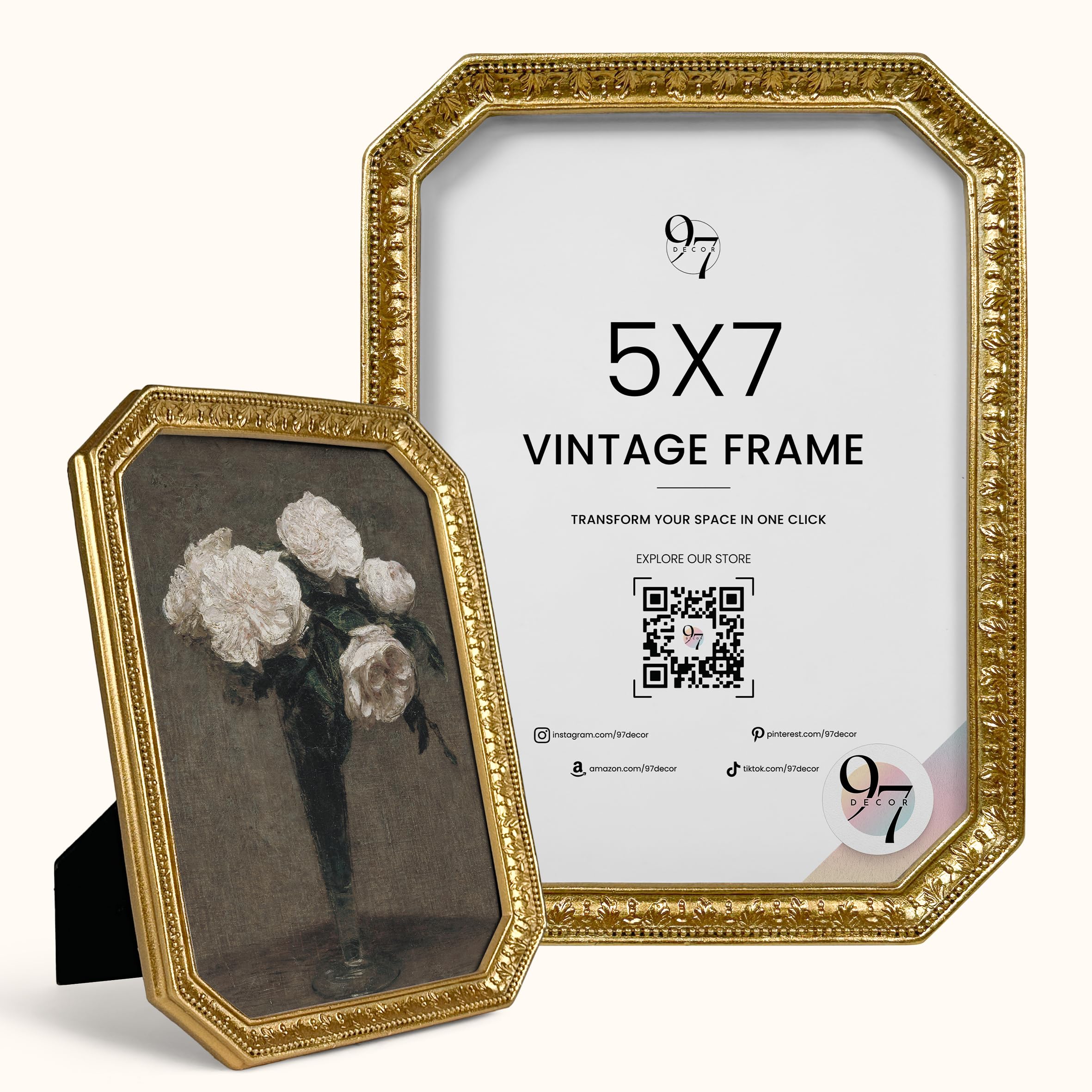 Amazon.com - 97 Decor 5x7 Vintage Picture Frame - Gold Antique