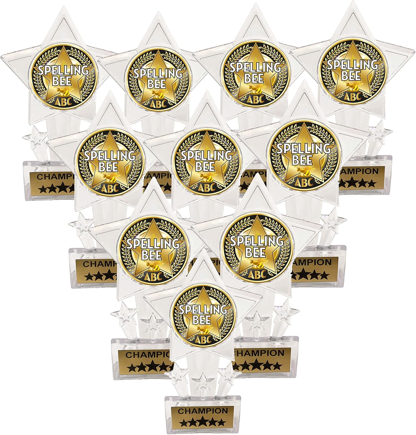 Express Medals 10 Pack Acrylic Spelling Bee Trophies Champion Awards Gift Prizes Trophy 10 PK EG200
