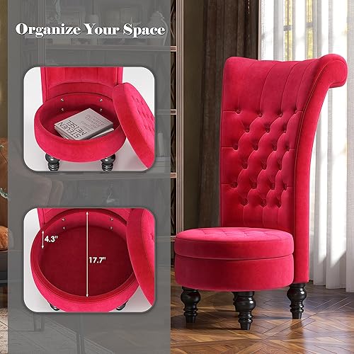 Miniatura 9 de Mu Silla de respaldo alto de terciopelo holandés, muebles de sala de estar, asiento de acento real, sillas de trono, estilo simplemente elegante