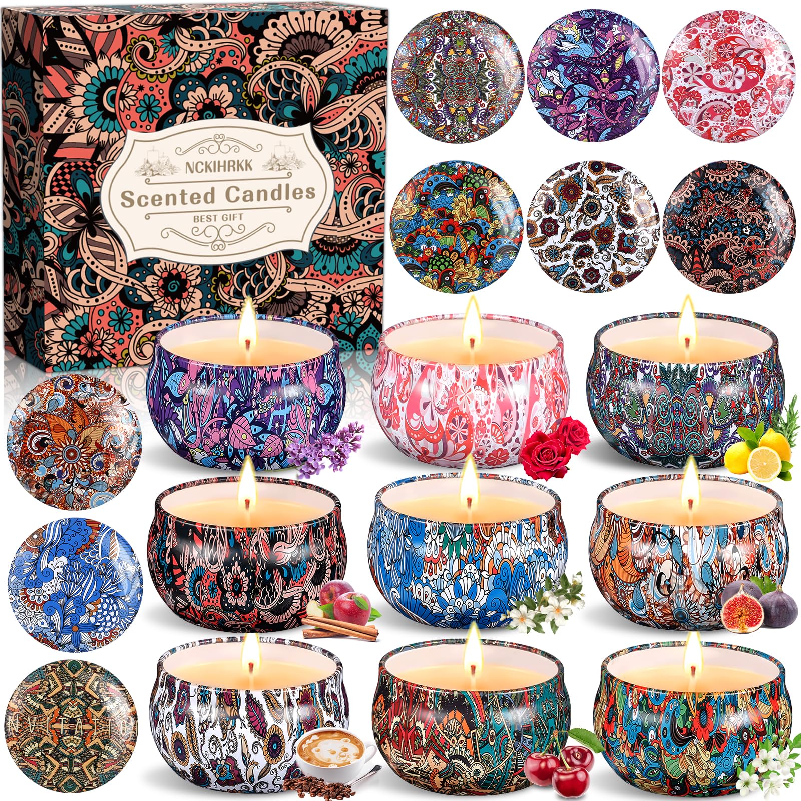 NCKIHRKK Velas Perfumadas Regalos Originales para Mujer, 9 Piezas Velas Aromáticas Cera de Soja Natural, Velas Decorativas para Cumpleaños, Día de la Madre, Navidad San Valentín Aniversarios